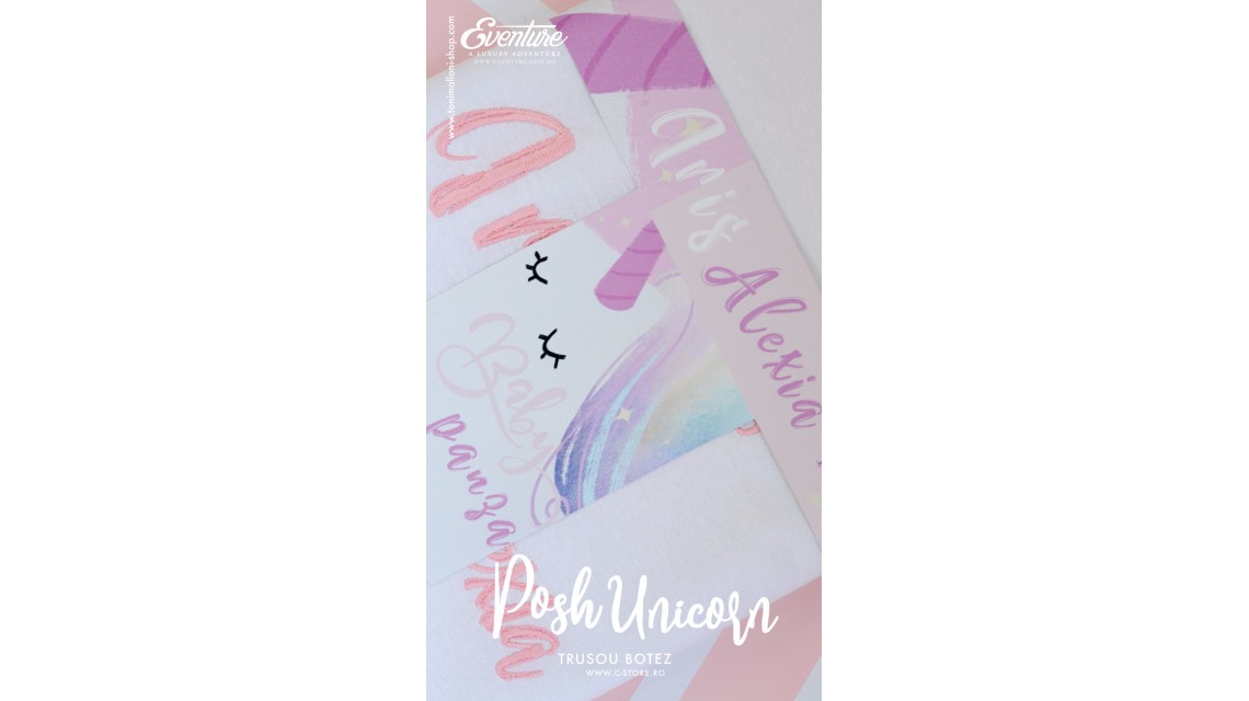 Trusou de botez pentru fetite modern cu unicorni, Posh Unicorns 9